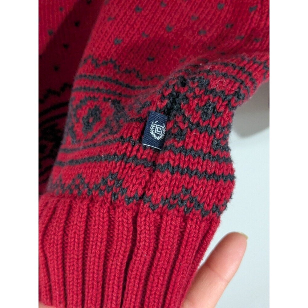 Chaps Sweater Mens 4XB Red Nordic Birdseye 100% Cotton 1/4 Zip Knit Preppy - Picture 7 of 8